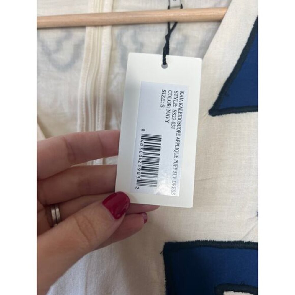 NWT Sea Kaia Kaleidoscope-Appliqué Puff Sleeve Midi Dress White Size: Small - Picture 6 of 8